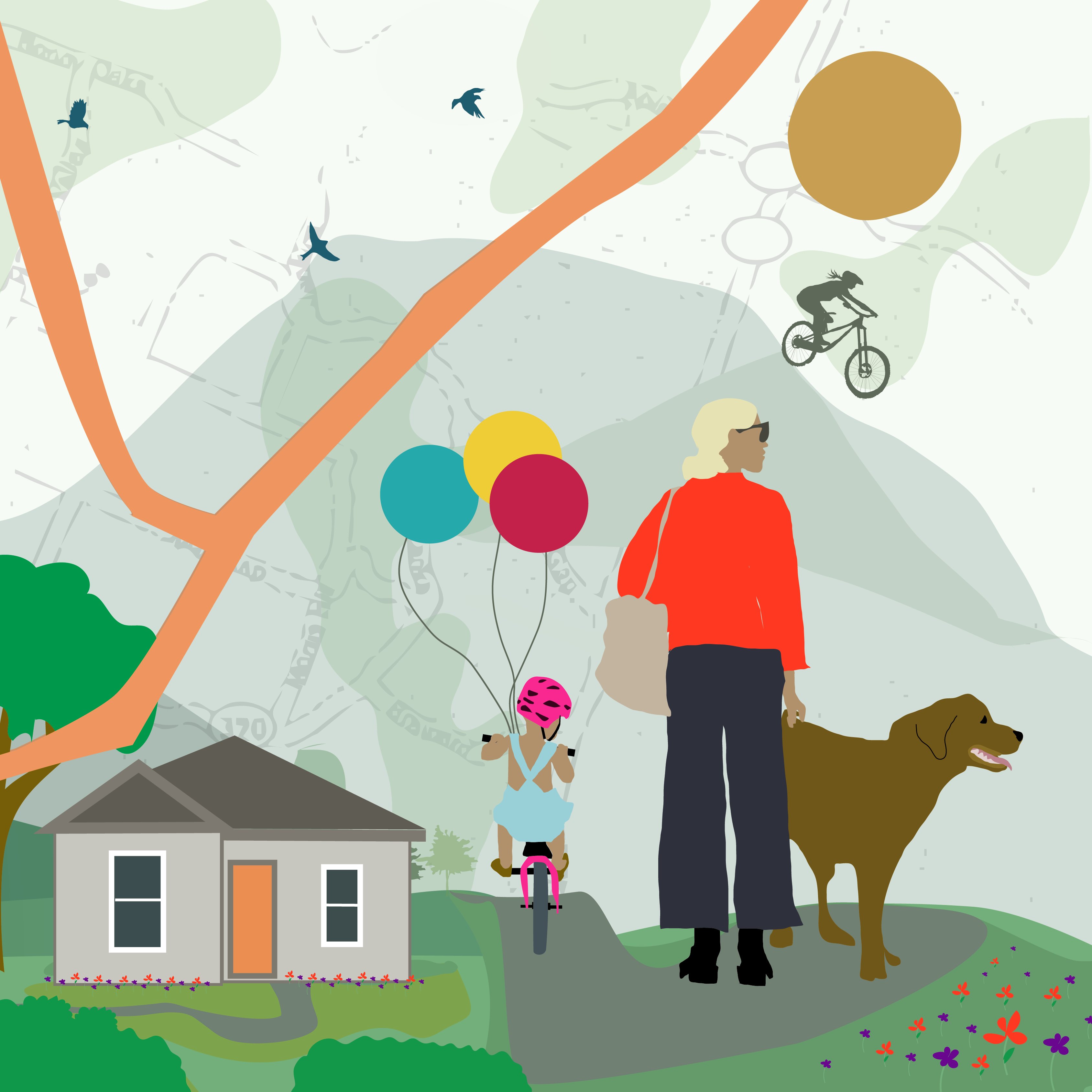 Panoramic illustration panel