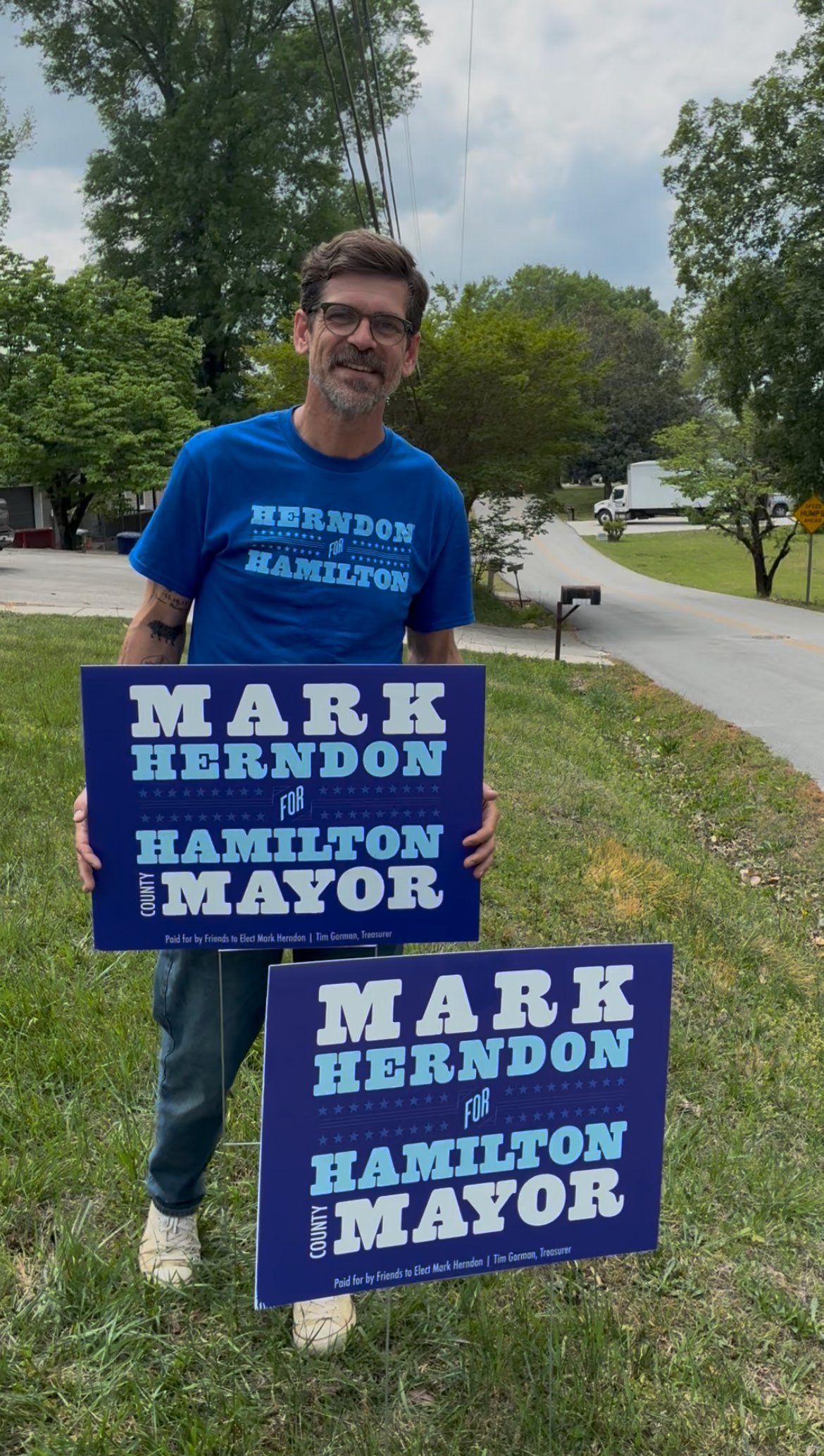 Mark Herndon with Yard Signs